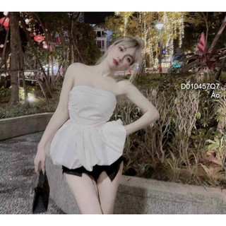 Áo thô kiểu cúp ngực phối bèo xếp ly lưng có khóa kéo!
