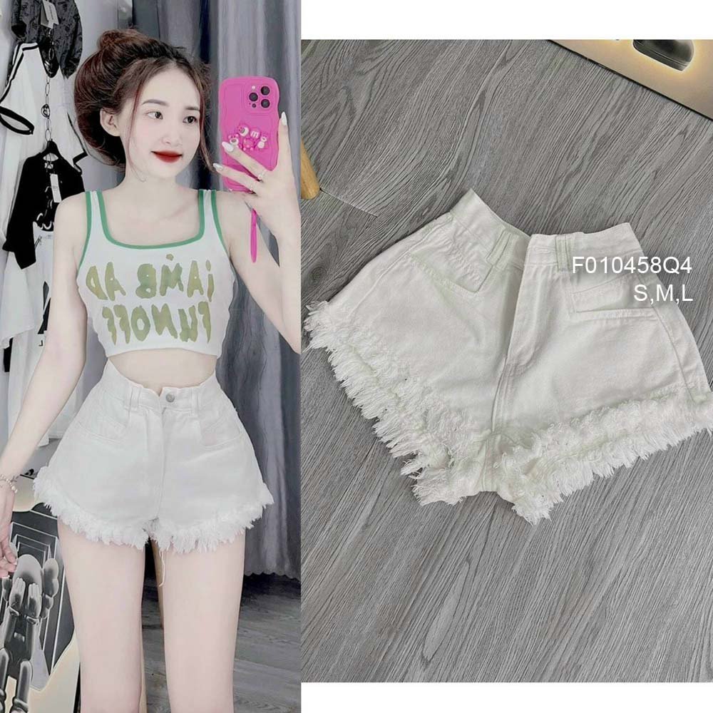 Quần short jean lai tua lưng cao hàng đẹp TOMBI SHOP
