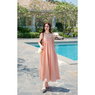 Maxi tơ nhún ngực lily
