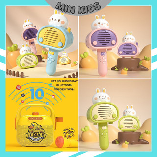 Loa Micro Karaoke Bluetooth - Hát Kèm Dây USB Hình Chú Vịt Vàng Cao Cấp, Micro Gấp Gọn Bluetooth Ko Dây HìnhThỏ Xinh xắn