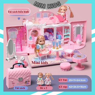 Túi Xách Đồ Chơi Ngôi Nhà Búp Bê Cho Bé Gái, ô tô biến hình ngôi nhà búp bê, Biệt Thự Xinh Đẹp Của Peppa Pig Và Các Bạn