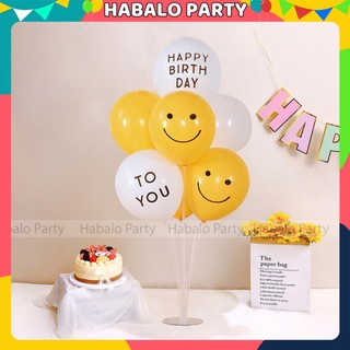 Bong Bóng In Chữ Happy Birthday To You, Mặt Cười Trang Trí Sinh Nhật Hàn Quốc