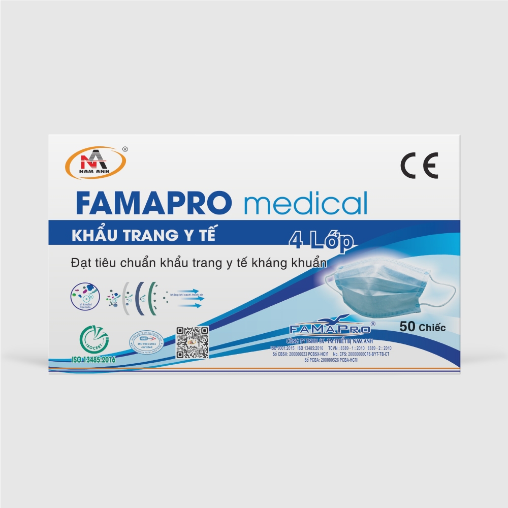 Khẩu Trang Y Tế Cô Gái Nam Anh Màu Xám 50 Cái/ 1 Hộp