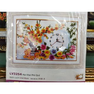 Tranh thêu 3d đồng hồ lv3254