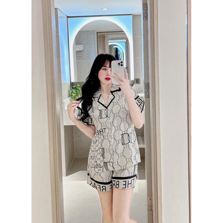 Bộ Pyjama Cộc Đùi Lụa Gấm Xước Set Hot