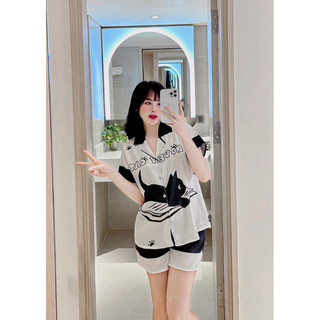 Bộ Pyjama Cộc Đùi Lụa Gấm Xước Set Hot