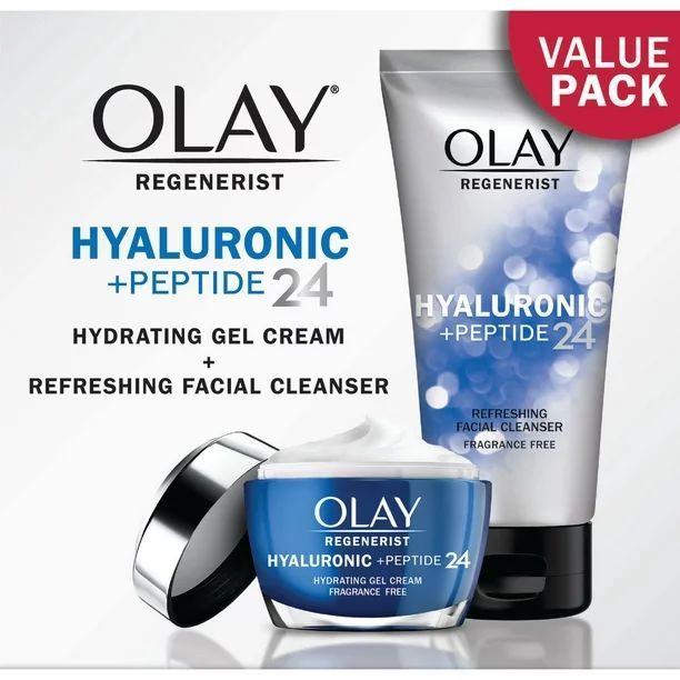 (Bill Canada) Bộ sản phẩm OLAY Regenerist Hyaluronic + Peptide 24 (kem dưỡng ẩm, sữa rửa mặt Olay)