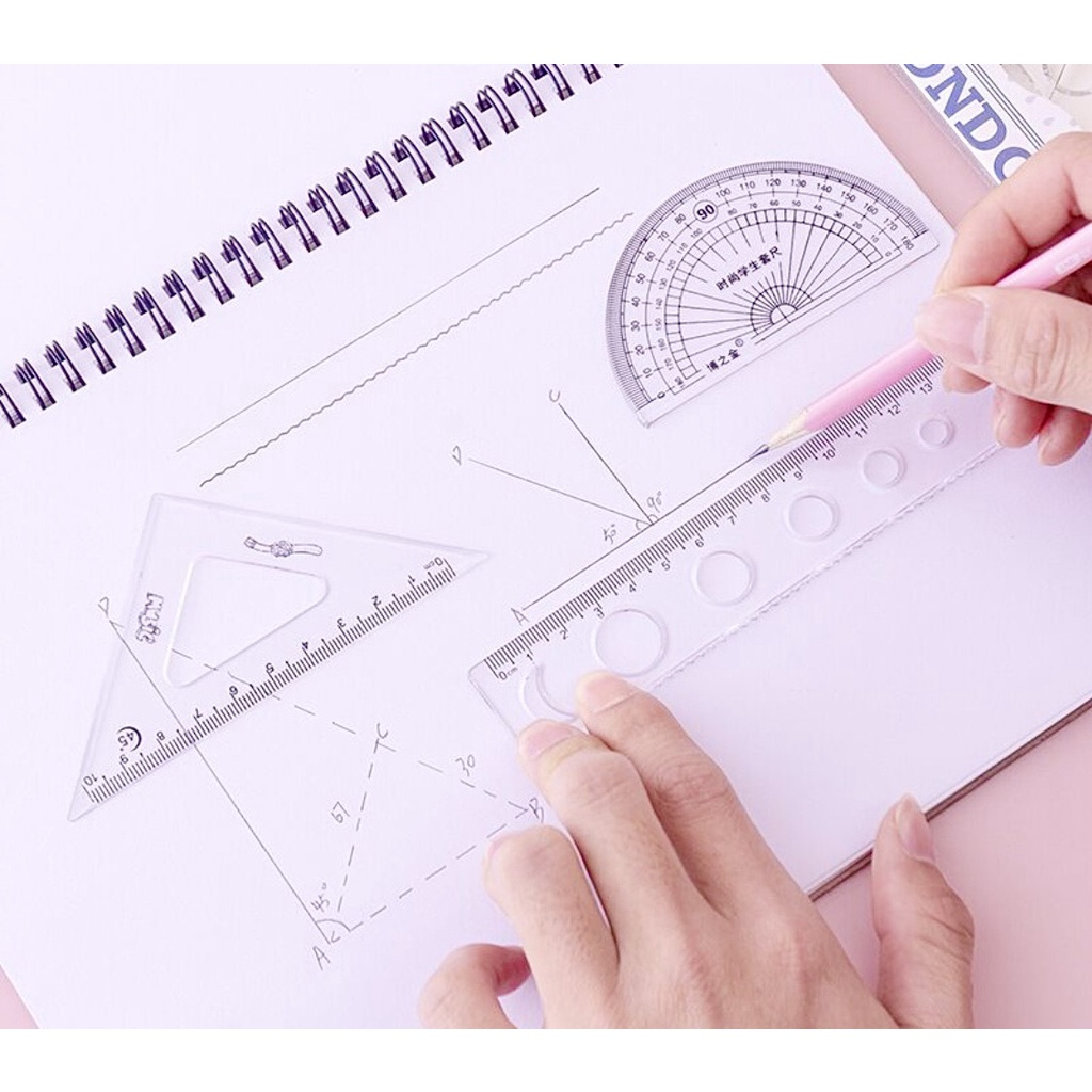 Thước Nhựa Bộ 4 Món Aihao Dài 15 Cm