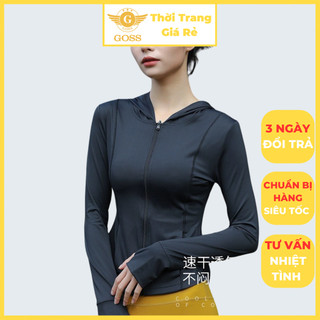 Áo Chống Nắng Nữ Chống Tia UV Freesize Dáng Ôm Có Mũ GOSS GA46 Áo Khoác Nắng Nữ Trơn Màu Dài Tay Khóa Dọc Mùa Hè