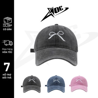 (Có sẵn) AOE STUDIO - Mũ lưỡi trai Y2K chât liệu nón kết kaki wash thêu nơ phong cách Hàn Quốc dễ thương dành cho nữ