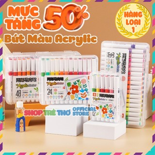 Bút Màu Acrylic Marker 12/24/36/48/60 HÀNG CHUẨN LOẠI 1 Cao Cấp Màu Sắc Tươi Sáng Vẽ Trên Mọi Vật Liệu