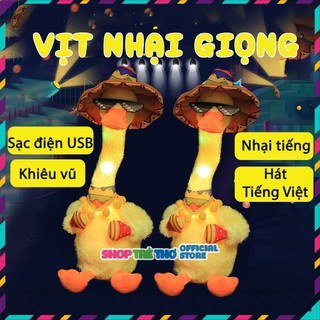 Đồ chơi Vịt nhại giọng nhảy múa SỬ DỤNG PIN SẠC USB kèm 120 bài hát Tiếng Việt giai điệu vui nhộn cho bé