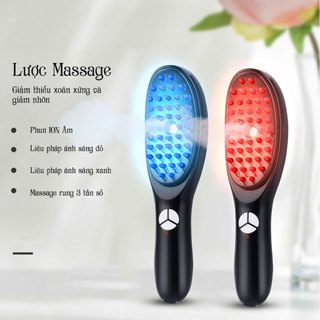 Lược điện chải tóc phun sương ion đỏ và xanh 3 tốc độ giúp massage đầu chải thẳng và lưu thông máu