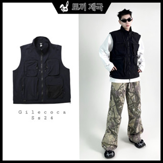 áo gile unisex THOR chất liệu kaki phối túi hộp Coca màu đen