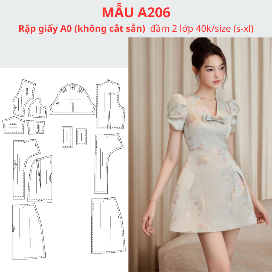 RẬP GIẤY A0 ĐẦM A206 (KHÔNG PHẢI BÁN QUẦN ÁO)