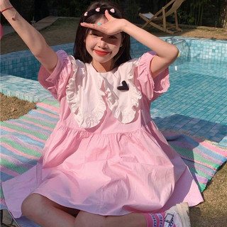 Đầm Babydoll Dáng Rộng ,Cổ Búp Bê Phong Cách Hàn Quốc