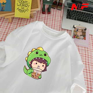 Áo Thun Unisex Tay Lỡ Chất Cotton Form Rộng TRÀ SỮA UNI-031 - Áo Thun Nữ - Áo Thun Nam - NLF Unisex Fashion