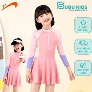 Đồ bơi bé gái tay dài chân váy thời trang màu sắc cá tính chống nắng chống UV cao cấp