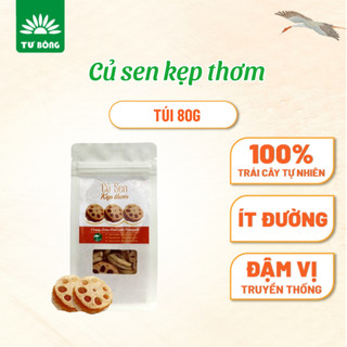 Củ Sen Kẹp Thơm - Túi 80g - Củ Sen Giòn Rụm Béo Bùi, Mứt Thơm Chua Chua Ngọt Ngọt- Đặc Sản Chánh Gốc Đồng Tháp - Tư Bông