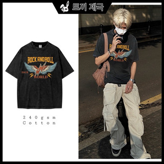 áo thun unisex THOR chất thun wash in hình roro màu xám