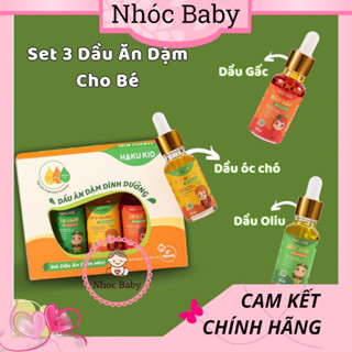 Dầu ăn dặm HAKUKID cho bé 6m+ (dầu óc chó, dầu oliu, dầu gấc, dầu cá hồi)