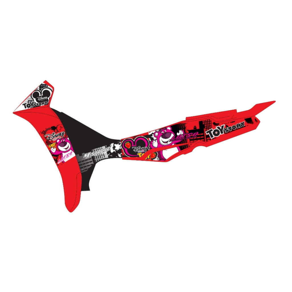 Tem gấu dâu dán xe sirius màu đỏ mã 159