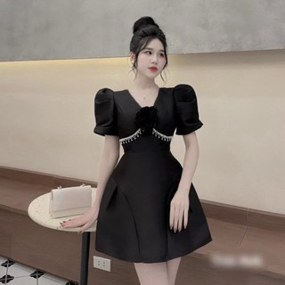 Váy Tapta Hoa Ngực Tay Phồng Tùng Váy Chữ A JARI -CLOTHES Thiết Kế Dễ Tương Sang Chảnh