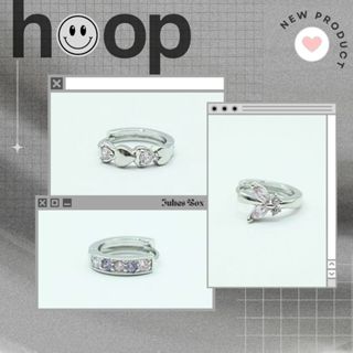 [1 CHIẾC] [BẤM] Khuyên Tai Hoop Tròn ĐÁ HỒNG Unisex Không Ngứa Nhiều Size Helix Conch Lobe Julies Box 66 Bông Tai