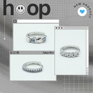 [1 CHIẾC] [BẤM] Khuyên Tai Hoop Tròn ĐÁ XANH DƯƠNG Unisex Không Ngứa Nhiều Size Helix Conch Lobe Julies Box 66 Bông
