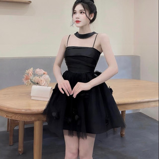 Váy tapta dây cổ ly eo chân lưới hoa