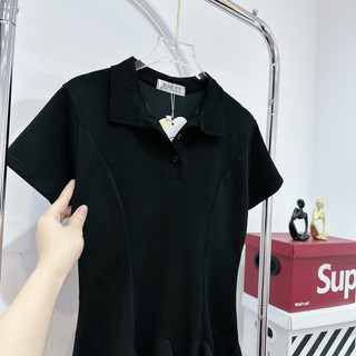 Váy Nữ Dáng Ngắn Váy Đầm Nữ Dáng Xòe Cổ Bẻ Màu Đen Basic