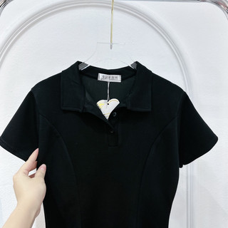 Váy Nữ Dáng Ngắn Váy Đầm Nữ Dáng Xòe Cổ Bẻ Màu Đen Basic