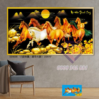 Kho sỉ) tranh đính đá ngựa đen mã đáo thành công df223:100x50