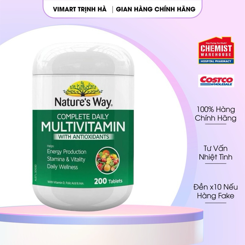Vitamin tổng hợp và tảo biển Úc Nature's Way Multivitamins 200 viên Multivitamin Nature's way Úc