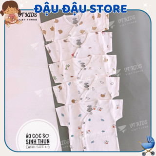 Set 5 Áo cộc tay sơ sinh thun lạnh phối màu VT mềm mịn thoáng khí in hoạ tiết cho bé 0 - 9 tháng [AL02] Đậu Đậu Store