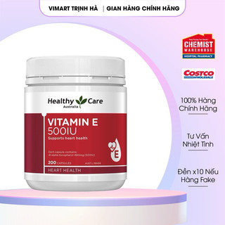 Vitamin E Healthy Care 500IU Úc dưỡng ẩm chăm sóc da dưỡng trắng và mờ thâm sẹo, giúp da căng mịn tươi trẻ 200 viên