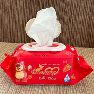Thùng 10 gói khăn ướt gấu dâu 650g, khổ khăn siêu lớn 18*24cm, gói khăn siêu to, giá sỉ