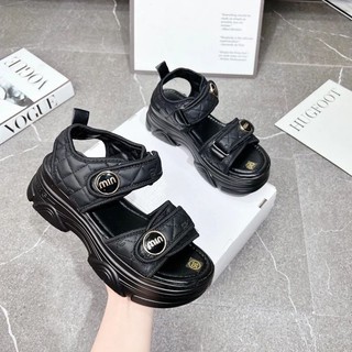 Dép sandal nữ quai chám đế cao 5cm chữ Min nhẹ mềm