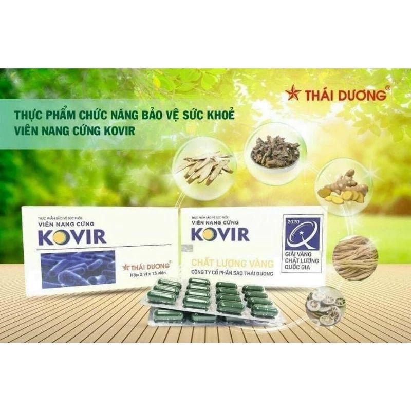 TPCN Kovir Thái Dương ( hộp 2 vỉ×15viên) - tăng sức đề kháng, phòng chống cảm cúm...