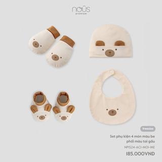 Nous - set phụ kiện 4 món màu be phối màu tai gấu - nb- ss24.t4a - zn152a