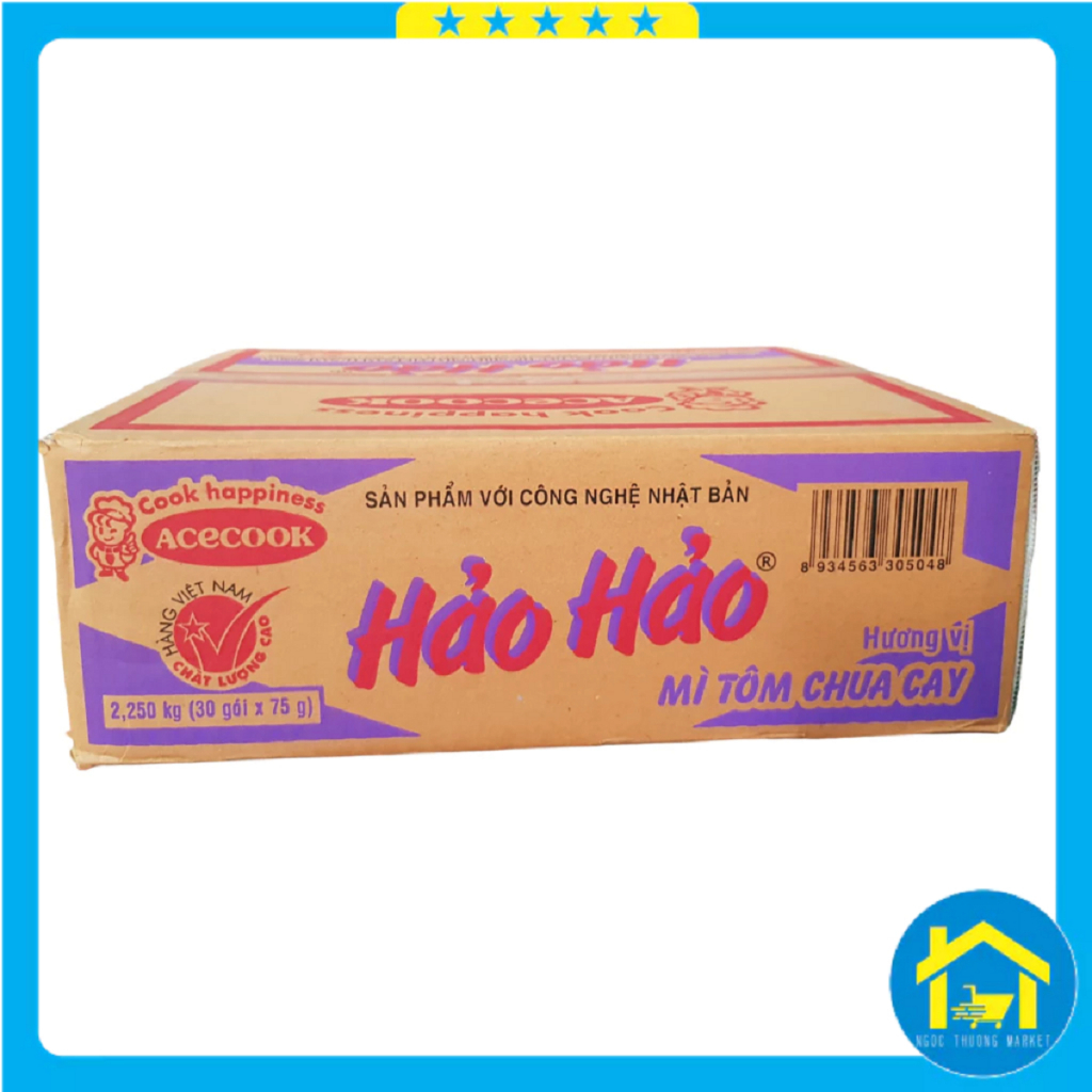 Thùng 30 gói - Mì Hảo Hảo (tôm chua cay, xào khô chua ngọt, chay rau nấm)