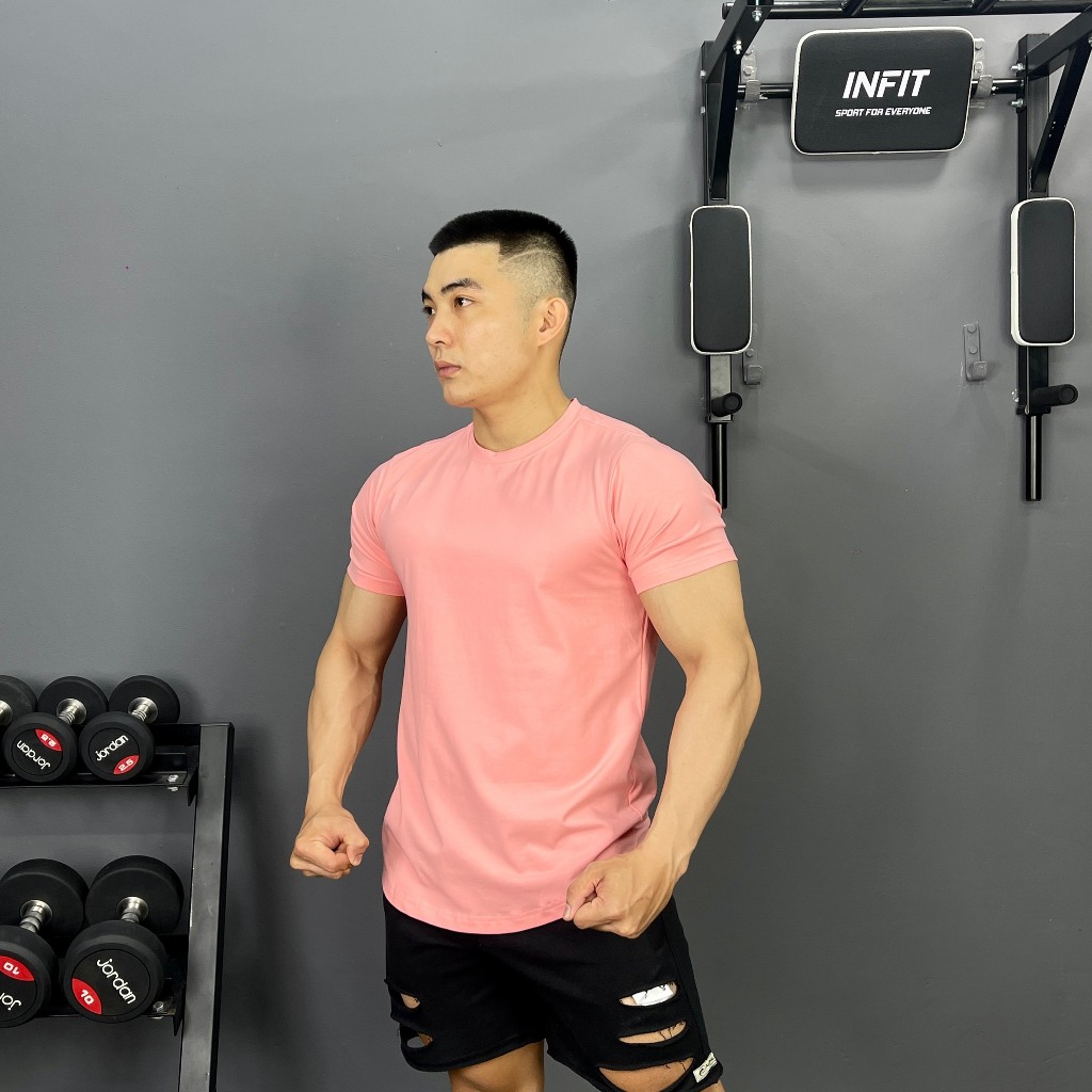Áo Thun Thể Thao Tập Gym Nam,Form Tà Bầu Chất Liệu Cotton Thoáng Mát, Form Ôm Đẹp
