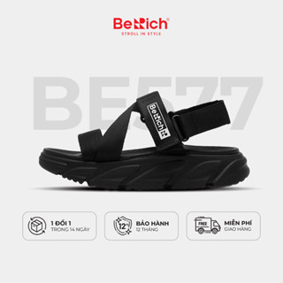 Giày Sandal Quai Chéo Nam Nữ Unisex BeRich BE577 Full Đen - Đế Cao 5cm