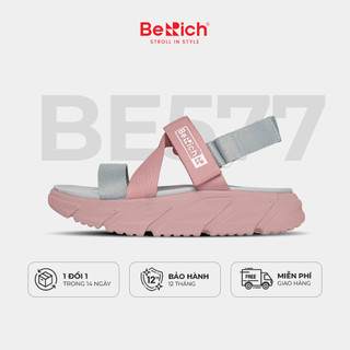  Giày Sandal Quai Chéo Nữ Unisex BeRich BE577 Hồng Xám - Đế Cao 5cm