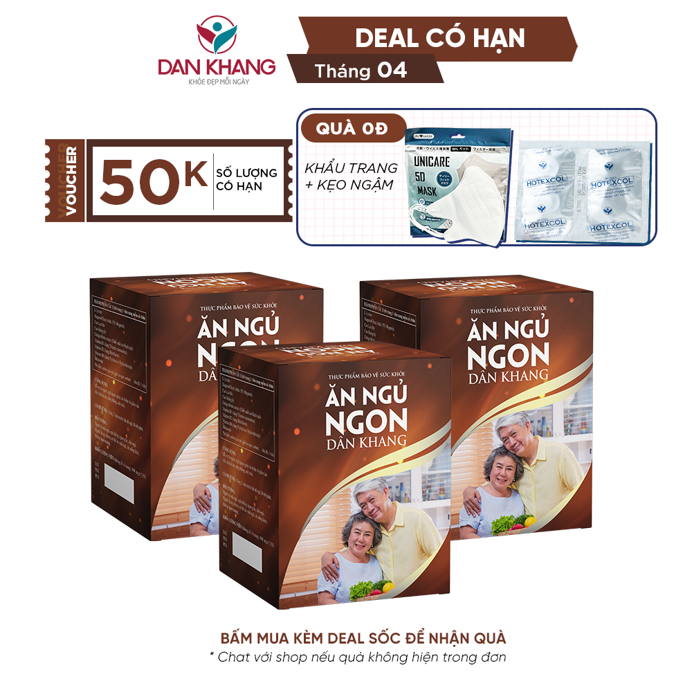 Combo 3 Hộp Viên Uống Ăn Ngủ Ngon Dân Khang Giúp Ăn Ngon Ngủ Ngon Cải Thiện Các Biểu Hiện Lo Âu & Căng Thẳng (60v / Hộp)