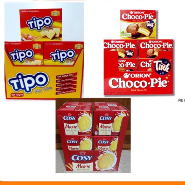 Lốc 12 hộp bánh lễ Chocopie, Cosy, Tipo (hộp 2 cái)