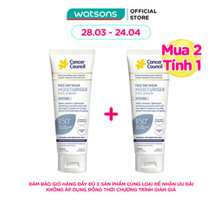 Kem Chống Nắng Cancer Council Face Day Moisturizer Dưỡng Ẩm & Chống Nước Dành Cho Da Mặt SPF50+ 75ml