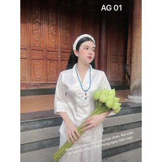 Áo pháp phục, đồ lam Nữ - Bà ba gấm nguyên bộ - Pháp phục "Hiểu và Thương"