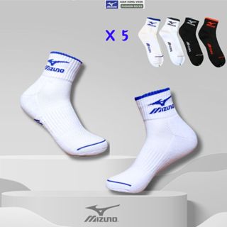 SET 5 ĐÔI - Tất vớ thể thao MIZUNO cổ lửng nhiều màu, tất 3 sợi dày chất liệu cotton thấm hút mồ hôi, chống trơn