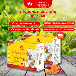 Trà đông trùng tứ vị hỗ trợ giảm cân hiệu quả thanh nhiệt giải độc gan hộp 15 gói YẾN BEAUTY